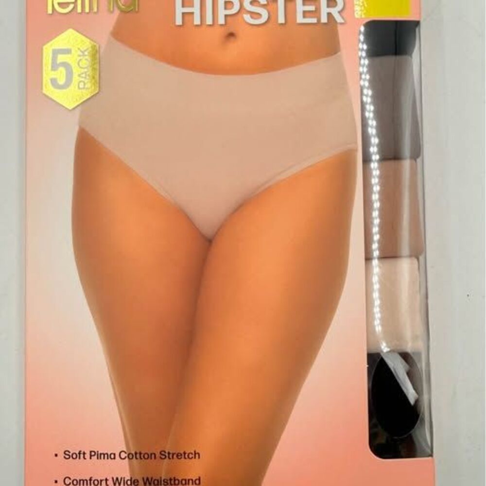 Felina Pima Cotton Wide Waistband Hipster 5-Pack, Size Small medium large
